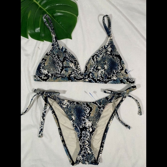 NEW $38 Shade & Shore Snake Triangle Bikini Top [ L ]+‎ Cheeky Bottom [ S ] - Picture 6 of 13